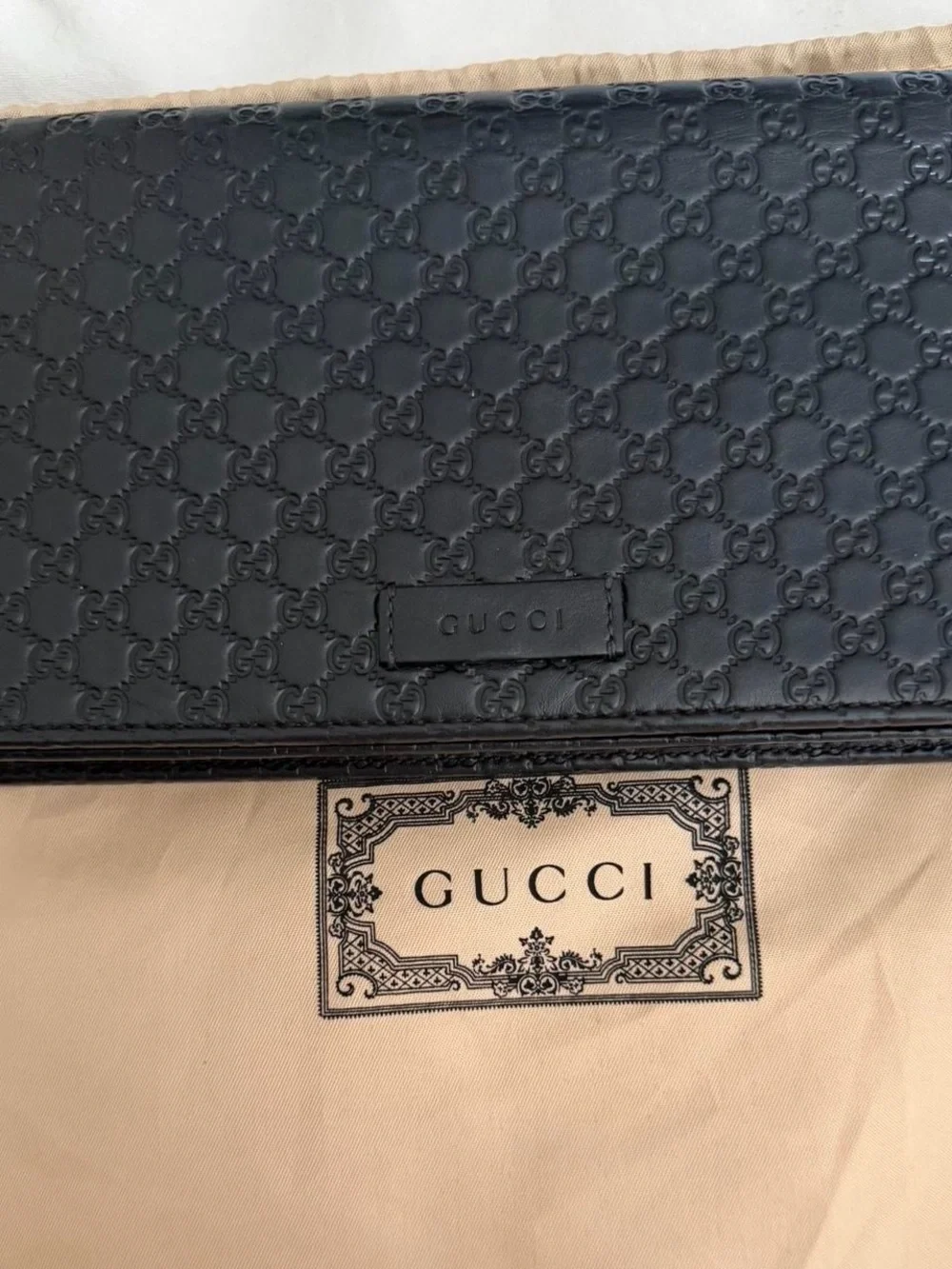 Gucci Black Embossed GG Leather Continental Wallet